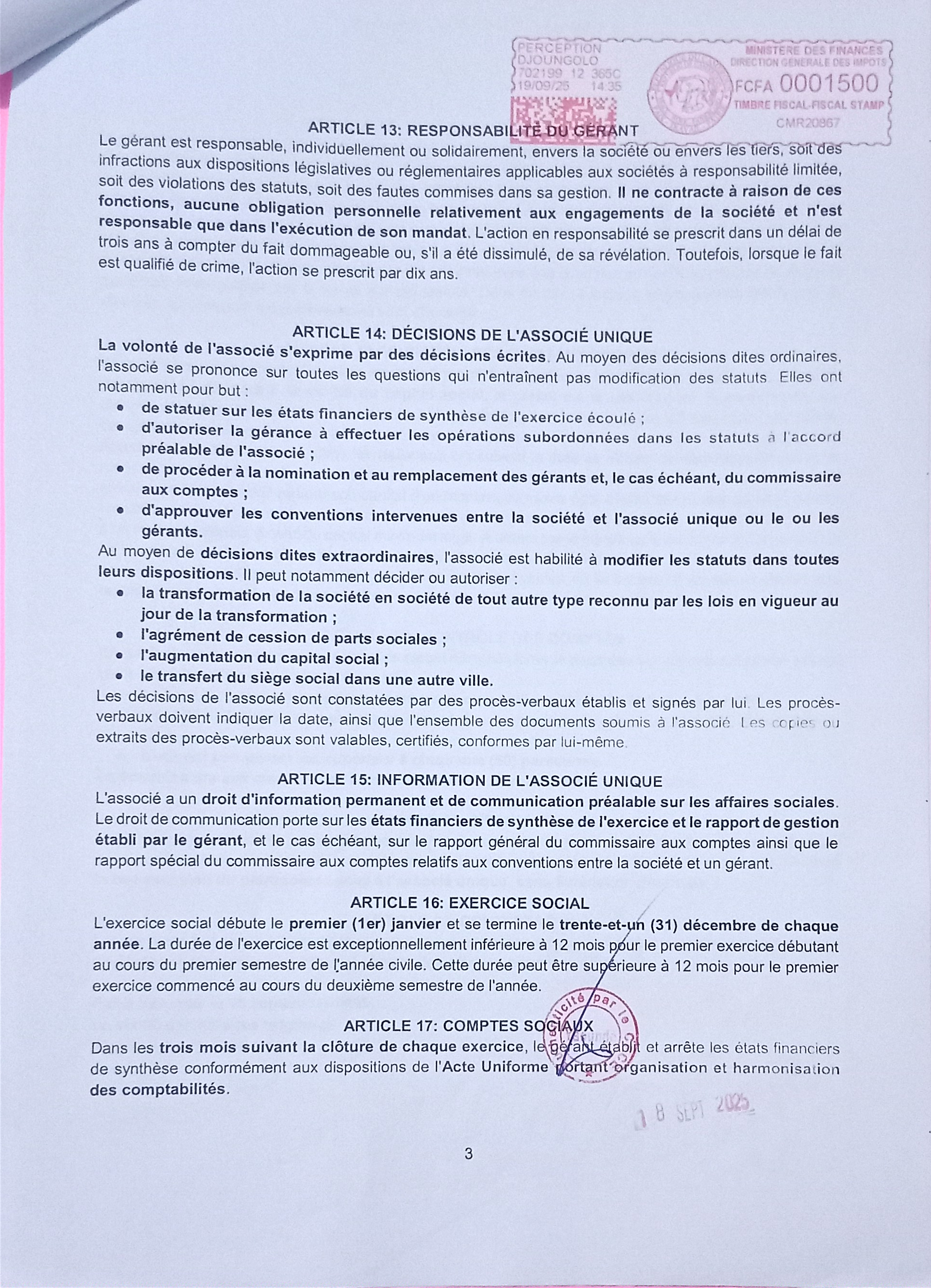 Attestation de localisation